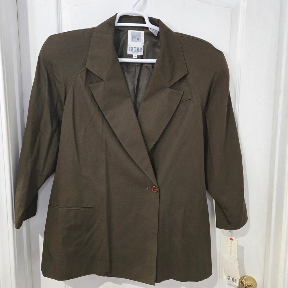 Together! Business Blazer Women 18 Brown New Pleated Back, Button Structured